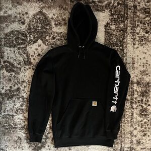 Carhartt Black Hoodie with Sleeve Logo